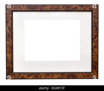 Cadre photo en bois blanc, conception isolated on white with clipping path Banque D'Images