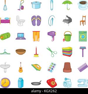 Chambre chose icons set, cartoon style Illustration de Vecteur