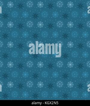 De nombreux modèle transparent foncé flocons de lumière sur fond bleu. soft thème hiver noël pour emballage cadeau. nouvelle année seamless background for web Illustration de Vecteur