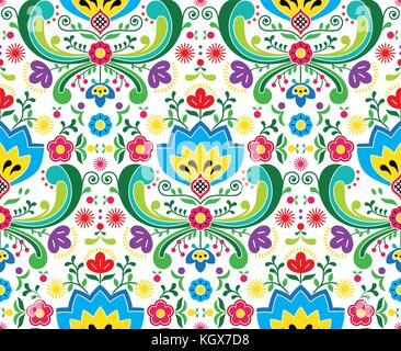 L'art populaire norvégien vector pattern transparente - rosemaling broderie style Illustration de Vecteur