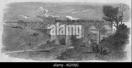 East Lancashire Railway. Le viaduc de l'Aulne bas. 1848 Lancashire. L'Illustrated London News Banque D'Images