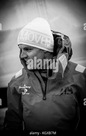 Skipper Portrait Noir et Blanc - Noir et blanc portrait de la batellerie. Aurélien Ducroz Banque D'Images