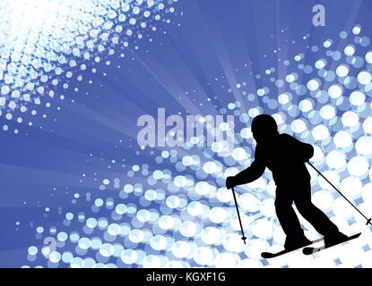 Silhouette d'enfant ski alpin dans le résumé de fond - vector Illustration de Vecteur