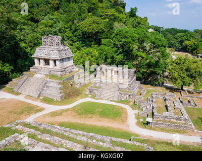 Vue panoramique sur les ruines mayas de Palenque, Chiapas, Mexique Banque D'Images