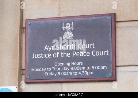 Ayr Sheriff court juge de la Cour de paix, Ayr, Ayrshire, Écosse, Royaume-Uni Banque D'Images