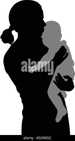 Mother holding baby silhouette - vector Illustration de Vecteur