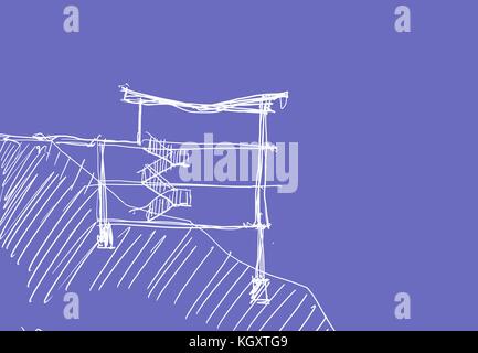 Collection de différents dessins architecturaux et croquis d'urbanisme Banque D'Images