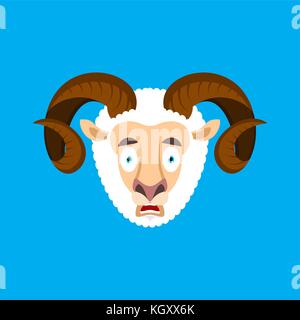 Ram salut peur face à avatar. brebis oh mon dieu. emoji farm animal effrayé. vector illustration Illustration de Vecteur