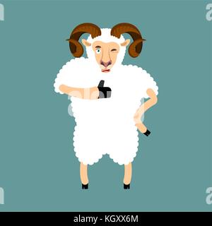 Ram Thumbs up et des clins d'Emoji. sheep farm animal heureux caractères emoji. vector illustration Illustration de Vecteur