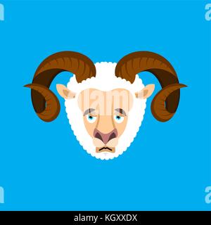 Ram visage triste avatar. sheep farm animal emoji chagrines. vector illustration Illustration de Vecteur