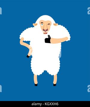 Les moutons Thumbs up et des clins d'Emoji. ewe heureux. emoji farm animal. vector illustration Illustration de Vecteur