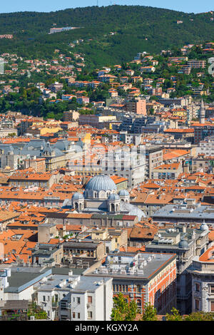 La ville de Trieste, vue aérienne de la zone du canal (Le Borgo Teresiano) dans le centre de Trieste, en Italie. Banque D'Images