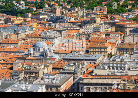 Trieste Italie Ville, vue aérienne de la zone du canal (Le Borgo Teresiano) dans le centre de Trieste, en Italie. Banque D'Images