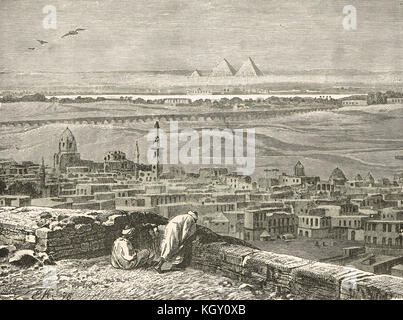 Vue de la Citadelle du Caire, Egypte au 19ème siècle Banque D'Images