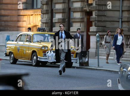 Acteur Benedict Cumberbatch tournage de scènes à Glasgow, qui a été transformé en New York City pour le tournage de l'émission de télévision Melrose Banque D'Images