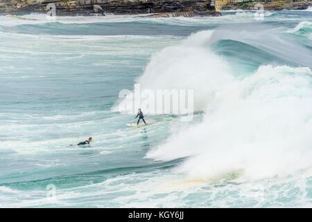 En surfant à Bronte Beach à Sydney, NSW, Australie Banque D'Images