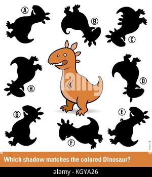 Ombre funny kids matching puzzle avec cute cartoon dinosaur Illustration de Vecteur