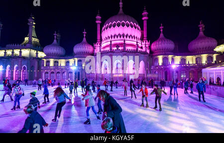 Le Royal Pavilion Pop Up Ice Rink à Brighton 2017 Royaume-Uni Banque D'Images