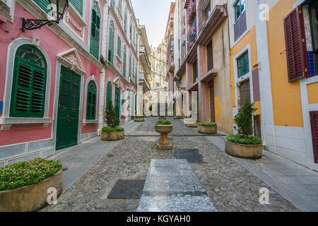 La rue pittoresque de la vieille ville de Macao (Macao) près de ruines de St Paul's à Macao (Macao) ,de la Chine. Banque D'Images