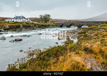 Pont Glen Sligachan sur l'île de Skye, Écosse Banque D'Images