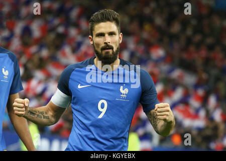 Paris, France. 10 Nov, 2017. Olivier Giroud pendant le match de football entre la France et le Pays de Galles au Stade de France. Credit : SOPA/ZUMA/Alamy Fil Live News Banque D'Images