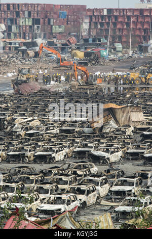 Tianjin, Chine. 17 août 2015. Après l'explosion de Tianjin, site de l'explosion. Crédit : Jayne Russell/ZUMA Wire/Alay Live News Banque D'Images