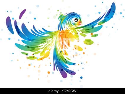 Abstract futuristic oiseau en vol sur fond blanc Illustration de Vecteur