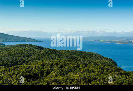 Vue aérienne de lac Te Anau, fjordlands, île du Sud, Nouvelle-Zélande Banque D'Images