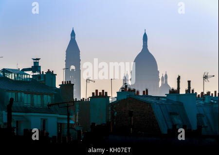 La France. PARIS (75), du dôme de la basilique du Sacré Coeur et les toits de Paris Banque D'Images