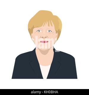 Novembre 11, 2017 illustration éditoriale d'un portrait de la Chancelière d'Allemagne Angela Merkel sur fond isolé Illustration de Vecteur