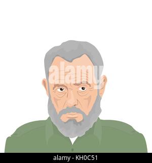 Novembre 11, 2017 éditorial. Illustration de Fidel Castro - l'ancien président de Cuba sur fond blanc. Illustration de Vecteur