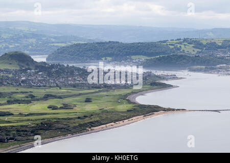 Vue aérienne du grand chef à l'Ormes de l'estuaire de Conwy ou rivière Conwy. Banque D'Images