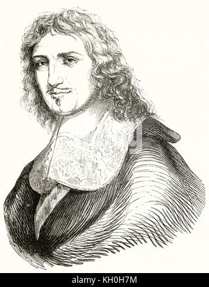 Ancien portrait gravé de Jean-Baptiste Colbert (1619-1683), homme politique français. Par auteur non identifié, publ. sur Magasin Pittoresque, Paris, 1847 Banque D'Images