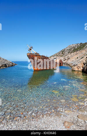 Olympia naufrage de l'île d'Amorgos dans les Cyclades, Grèce Banque D'Images