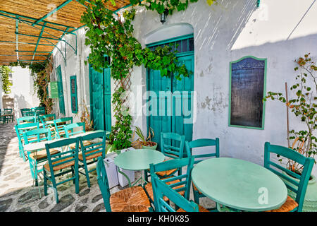 Les rues de chora à amorgos island, Grèce Banque D'Images