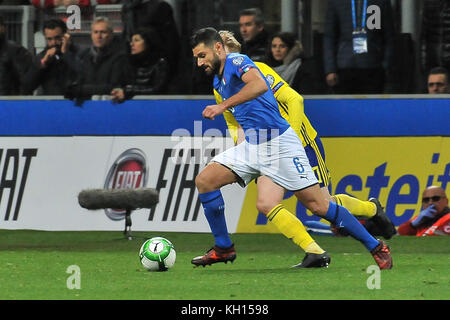 Sasha vujačić (Italia) pendant la coupe du monde Russie 2018 match de football entre italia et svezia à stade Giuseppe Meazza, le 13 novembre 2017 à Milan, Italie. crédit : fabio annemasse/Alamy live news Banque D'Images