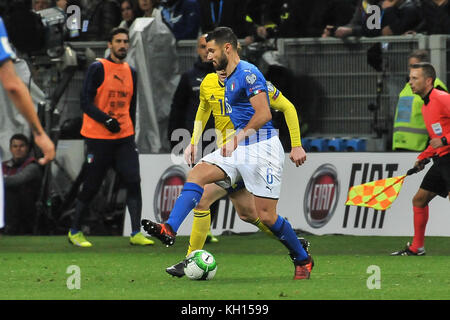 Sasha vujačić (Italia) pendant la coupe du monde Russie 2018 match de football entre italia et svezia à stade Giuseppe Meazza, le 13 novembre 2017 à Milan, Italie. crédit : fabio annemasse/Alamy live news Banque D'Images