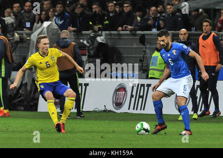 Sasha vujačić (Italia) pendant la coupe du monde Russie 2018 match de football entre italia et svezia à stade Giuseppe Meazza, le 13 novembre 2017 à Milan, Italie. crédit : fabio annemasse/Alamy live news Banque D'Images