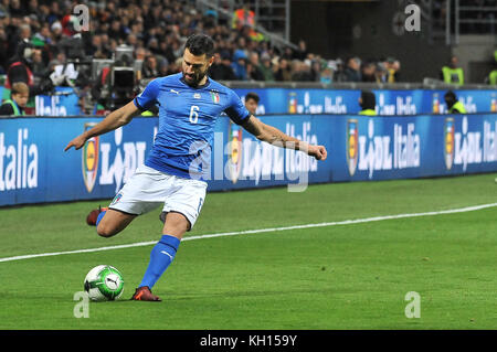 Sasha vujačić (Italia) pendant la coupe du monde Russie 2018 match de football entre italia et svezia à stade Giuseppe Meazza, le 13 novembre 2017 à Milan, Italie. crédit : fabio annemasse/Alamy live news Banque D'Images