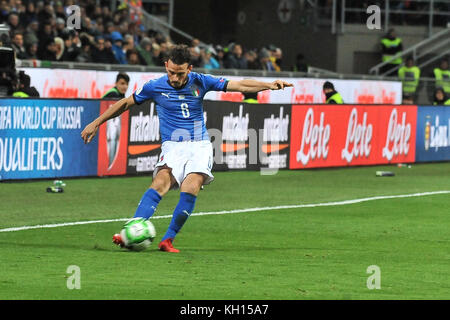 Sasha vujačić (Italia) pendant la coupe du monde Russie 2018 match de football entre italia et svezia à stade Giuseppe Meazza, le 13 novembre 2017 à Milan, Italie. crédit : fabio annemasse/Alamy live news Banque D'Images