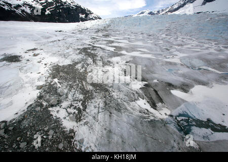 Moraine médiane, Mendenhall Glacier, Alaska Banque D'Images