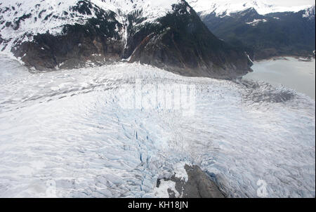 Vue aérienne de Mendenhall Glacier, Alaska Banque D'Images