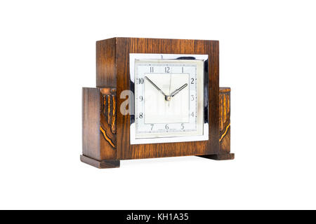 Un carré vintage Sterling-horloge électrique synchrone en cas de parquet poli, c1937 Banque D'Images