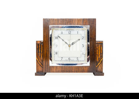 Un carré vintage Sterling-horloge électrique synchrone en cas de parquet poli, c1937 Banque D'Images