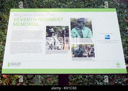 7e Regiment Memorial, Central Park, New York, NY, États-Unis d'Amérique. USA. Banque D'Images