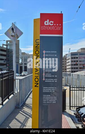 Le tramway de Washington D.C., vu à son Union Station Terminus dans le centre-ville de Washington D.C. Banque D'Images
