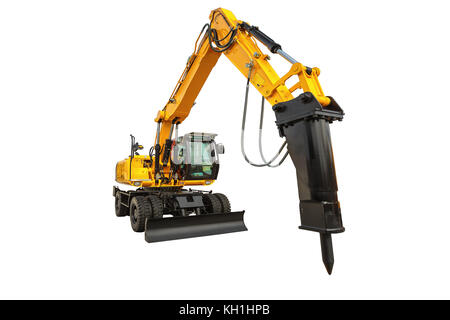 Nouvelle construction bulldozer et marteau hydraulique isolated on white with clipping path Banque D'Images