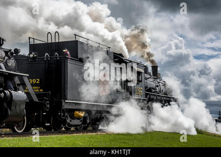 Alberta Railway museum loco de vapeur 1392 et l'alberta prairie 41 coup bas sur le départ stettler Banque D'Images