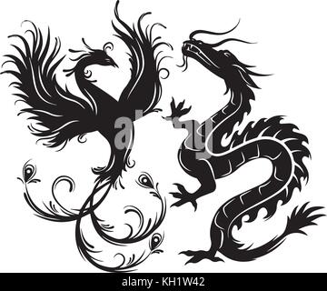 Dragon et Phoenix Illustration de Vecteur