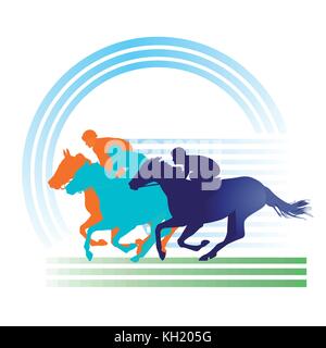 Les courses de chevaux sur la piste de course, signe équestres Illustration de Vecteur